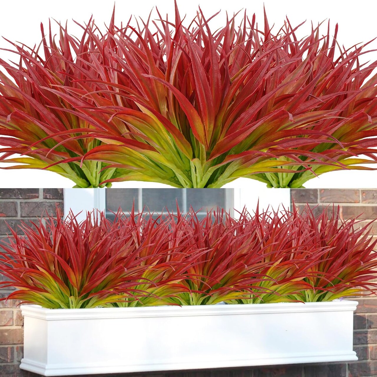 12-Piece UV-Resistant Artificial Grass Set – 17.3 Inch Faux Greenery for Home and Garden Décor